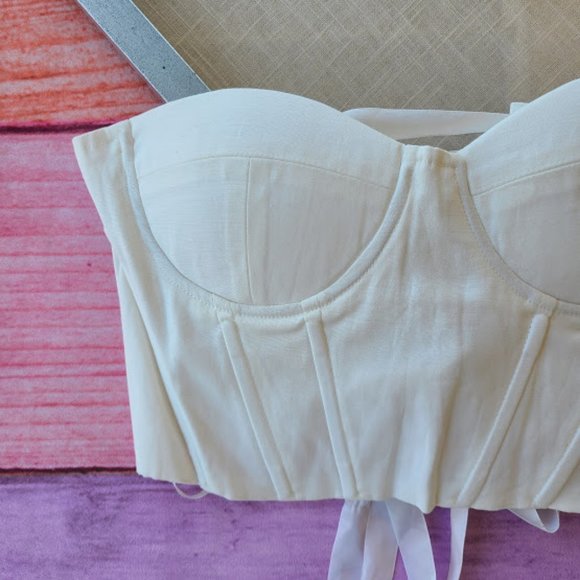 Princess Polly White Endless Love Corset Bustier Strapless Lace Up Crop Top 4US - Picture 8 of 12